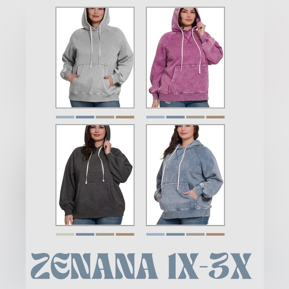 Z2 ZENANA new plus size hoodie sweatshirts 1x 2x 3x black blue grey plum